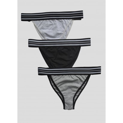 Комплект трусов бразилиана 3 шт Lotos HN Черные/Серые/Белые